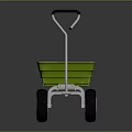 Green Plastic Garden Cart With Metal Handle And Four Black Wheels