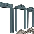Blue and Beige Door Arches with Various Decorative Design Styles 3d model
