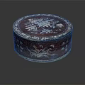 Traditional Red Circular Decorative Ornament Box With Intricate White Floral Patterns