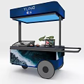 YUNE Green Cloud Blue Mobile Functional Cart With Wave Pattern And Display Screen 3d model