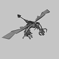 Game Movie Character Purple Black Mechanical Dragon With Sharp Structures And Glowing Eyes