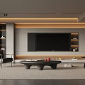 Modern Living Room Interior With TV Wall Sofa Coffee Table And Floor To Ceiling Windows