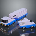 Blue And White Toy Cars With Large Truck Number 43 Small Vehicle Reflective Surface