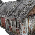 Old Industrial Factory Complex Featuring Connected Buildings Damaged Roofs And Weathered Brick Walls