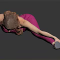 Woman in Pink Sportswear Doing Single Leg Lift Stretching Exercise on Dark Background