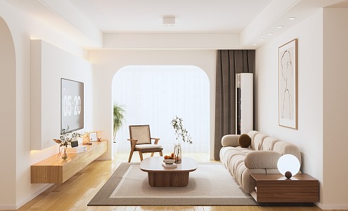 modern cream living room cream living room 3d model