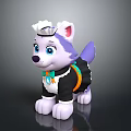 Cartoon Husky Puppy With White Purple Fur Crown Headpiece Black Outfit And Orange Green Decorations