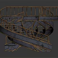 Curved Metallic Stairs With Metal Railings And Three Connected Arches