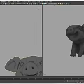 Cartoon Pig Sculpture In Sitting Position With Gray Color And Artistic Design