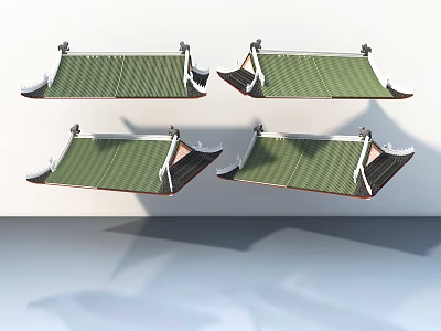 Traditional Chinese Style Sofa And Coffee Table Combination With Green Fabric And Wooden Accents 3d model