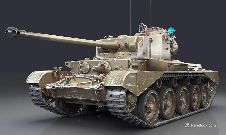 Camouflage Military Tank With Long Cannon Metal Tracks And Turret Design 3d model 