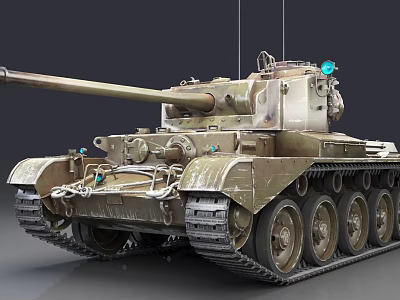 Camouflage Military Tank With Long Cannon Metal Tracks And Turret Design 3d model