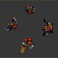 Colorful Outfitted Characters With Backpacks And Gadgets In Action Poses