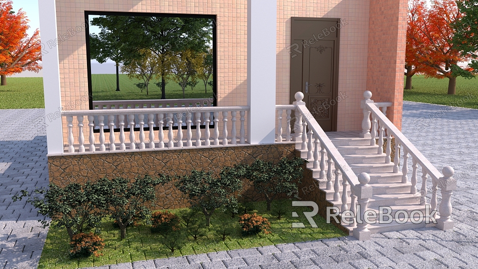 Stone Railing Step General Pillar model