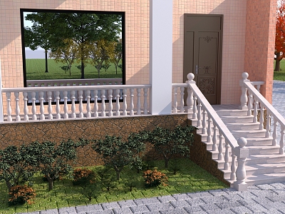 Stone Railing Step General Pillar model