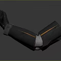 Human Hands Wearing Black Gloves With Red And Orange Accents On Gray Background