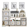 Modern Entryway Cabinet and Side Cabinet with Storage Bins and Wooden Shelf