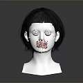 White Human Head Mannequin With Short Black Hair Displaying Clear Facial Features