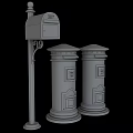 Public Facility Mailboxes Including Black Yellow And Green Rusty Pillar Style Units