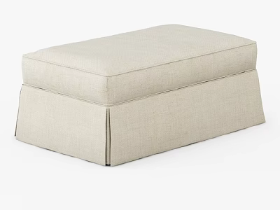 Beige Fabric Ottoman With Simple Layered Structure And Ruffled Base 3d model