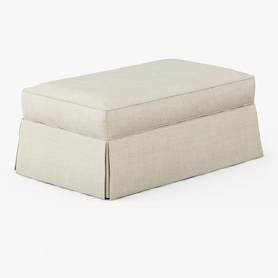 Beige Fabric Ottoman With Simple Layered Structure And Ruffled Base 3d model