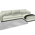 Light Colored Sectional Sofa With Decorative Pillows Ottoman And Area Rug 3d model