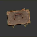 Vintage Porpoise Leather Suitcase With Brass Locks Leather Handle And Worn Edges Storage Accessory