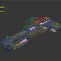 Futuristic Science Fiction Spaceship 3D Render With Metallic Hull And Blue Glowing Details