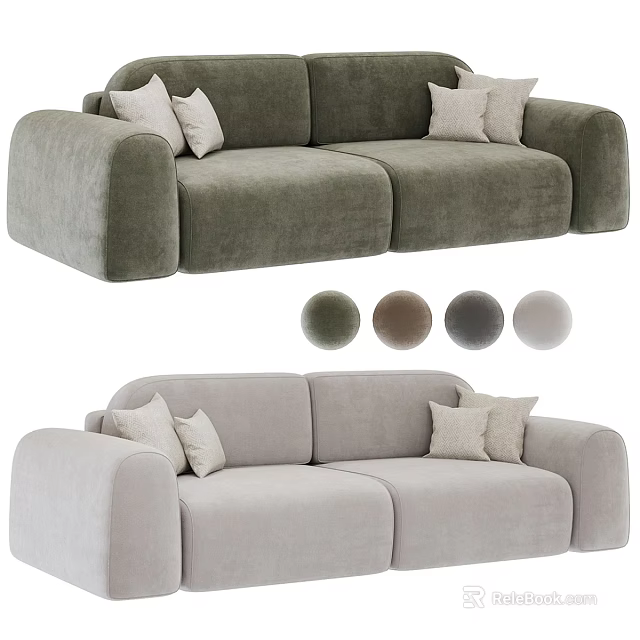 Stylish Two Seater Sofa With Soft Cushions And Multiple Color Options 3d model 