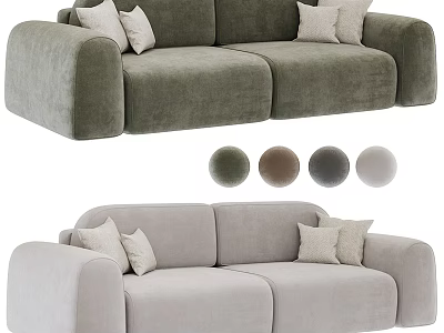 Stylish Two Seater Sofa With Soft Cushions And Multiple Color Options 3d model