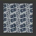 Game And Movie Character Themed Square Fabric With Blue White Intricate Pattern Design