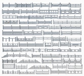 Chinese Guardrail Stone Railing 3d model