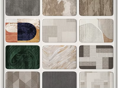 Square Rugs With Various Patterns Colors And Modern Design Styles 3d model
