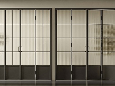 Retro medieval folding door folding door Changhong glass door 3d model