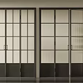 Modern Folding Doors With Black Frame And Glass Grid Panel Design For Interior 3d model