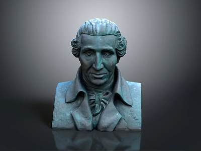 Classical Bronze Furniture Bust Sculpture With Collared Coat Bow Tie And Reflective Base 3d model