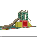Children's Play Structure With Slide Playhouse Steps And Colorful Floor Mat
