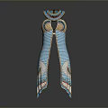 Blue Striped Dress With Circular Decorations And Colorful Patterns Design