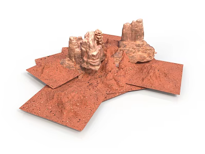 Realistic Red Rock 3D Terrain Scene Component With Natural Rock Formations 3d model