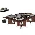 Coffee Table Side Table Low Table Round Wood Coffee Table Book Ornaments 3d model