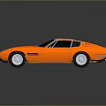 Orange Vintage Sports Car With Black Roof And Sleek Reflective Surface