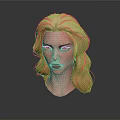 Realistic Game Movie Character With Blonde Curly Hair And Red Lips