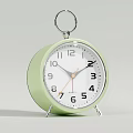 Light Green Round Alarm Clock With Metal Ring And Quartz