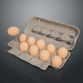 Open Egg Carton With Fresh Brown Eggs In Paper Container For Daily Use 3d model