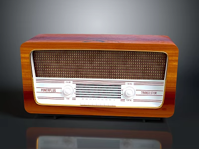 Retro Vintage Radio With Wooden Cabinet And Classic Electronic Appliance Features 3d model