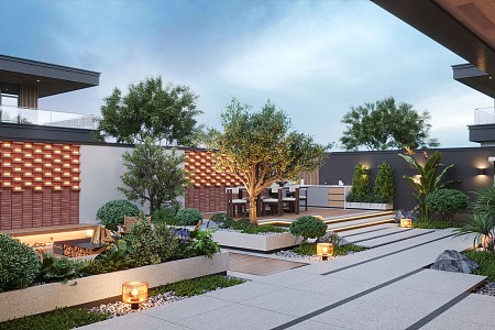 Modern courtyard landscape 3d model