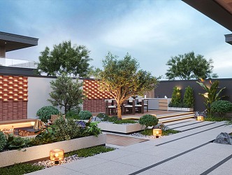 Modern courtyard landscape 3d model