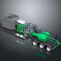 Green And Gray Heavy Duty Construction Vehicle With Platform And Wheels