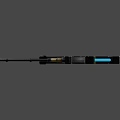 Futuristic Metallic Long Sword With Blue Glowing Stripe And Black Gold Accents