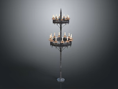 Elegant Two Tiered Candelabra With Metal Structure And Multiple Candles 3d model